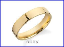14K Solid Yellow Gold Flat Comfort Fit Wedding Band