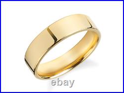 14K Solid Yellow Gold Flat Comfort Fit Wedding Band
