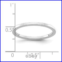14K White Gold Solid 1.2mm Flat Polished Stackable Wedding Band Ring