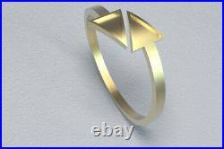 14k Solid Gold Arrow Ring Gold Triangle Adjustable Lucky Band