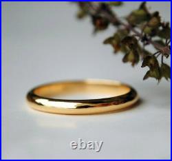 14k Solid Gold Classic Dome Ring Band Unisex Wedding Ring Simple Wedding Band