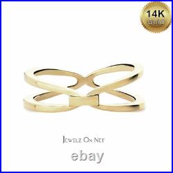 14k Solid Gold Cross X Ring Anniversary Gift Size 3 to 8 US-Jewelzofny
