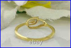 14k Solid Gold Diamond Leaf Ring Dainty Natural Diamond Anniversary Ring Band