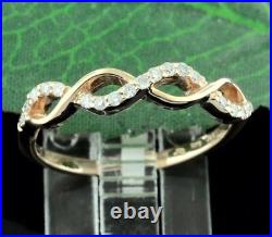 14k Solid Rose gold Natural Diamond Anniversary band ring 0.19 ct Braided