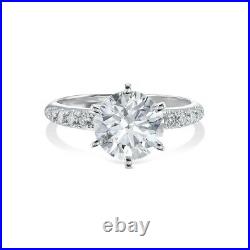 14k Solid White Gold Band Round Cut 2.80 Carat Moissanite Wedding Ring All Sizes