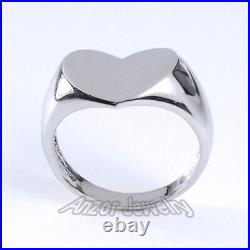 14k Solid White Gold Heart Shaped Ring ring size 4 to 9.5 #R1435