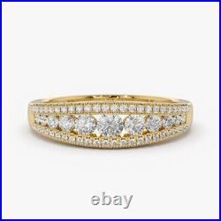 14k Solid Yellow Gold 0.90 Ct Certified Lab Created Diamond Wedding Band Sizable