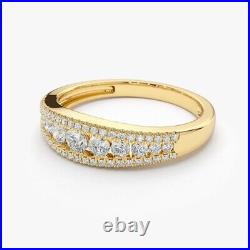 14k Solid Yellow Gold 0.90 Ct Certified Lab Created Diamond Wedding Band Sizable