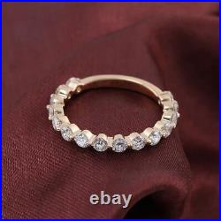 14k Solid Yellow Gold Round Cut Moissanite Bubble Prong Set Half Eternity Band