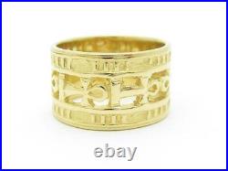 14k Solid Yellow Gold Wide Design Christian Cross Stackable Band Ring Gift