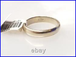 14k White Solid Gold Wedding Band 4mm Ring sz 9.5 - 4.9gr