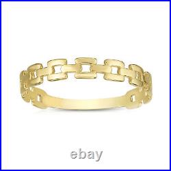 14k Yellow Gold Square Links Band Ring, Size 7