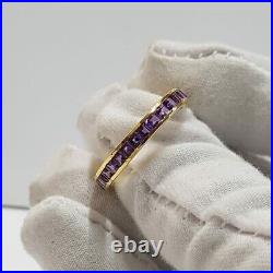14k solid gold band Natural Amethyst handamade gemstone fine ring- solid Gift
