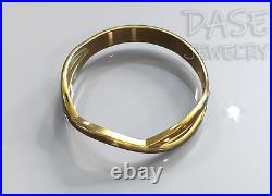 14k solid gold ring wave wedding gold band minimalist
