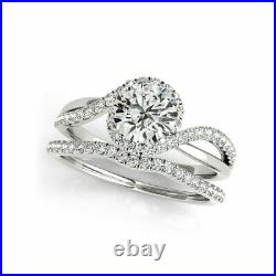 1.00 Ct Real Round Diamond Engagement Ring Solid 14K White Gold Band M N O