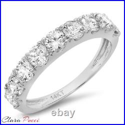 1.1ct Round Cut Simulated Stackable Petite Anniversary Band 14k White Solid Gold
