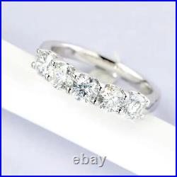 1.2CTW Round Cut Real Moissanite Wedding Half Eternity Band Solid 14k White Gold