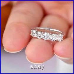 1.2CTW Round Cut Real Moissanite Wedding Half Eternity Band Solid 14k White Gold