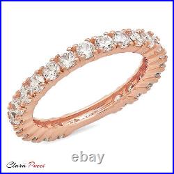 1.4ct Round Cut Simulated Eternity Designer Anniversary Band 14k Rose Solid Gold