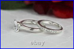 1.50 Ct Princess Cut Lab Created Beautiful Band Set Rings 14K Solid White Gold 6