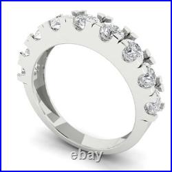 1.6ct Round Cut Simulated Stackable Petite Anniversary Band 14k White Solid Gold