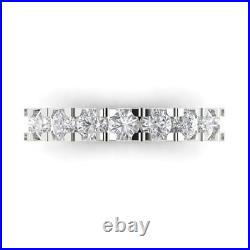 1.7ct Round Cut Simulated Stackable Petite Anniversary Band 14k White Solid Gold