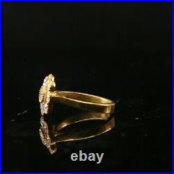 22k Solid Gold ELEGANT Charm Floral Stone Band r2111