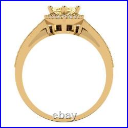 2.16ct MQ Round Simulated Halo Yellow Stone Promise Ring Band set 14k Solid Gold