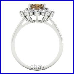 2.36ct Oval Cut Halo Simulated Champagne Stone Promise Ring 14k White Solid Gold