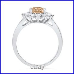 2.36ct Oval Cut Halo Simulated Champagne Stone Promise Ring 14k White Solid Gold