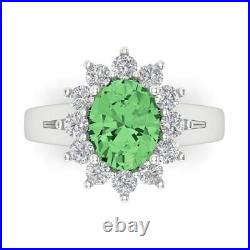 2.36ct Oval Cut Simulated Halo Light Sea Green Promise Ring 14k White Solid Gold