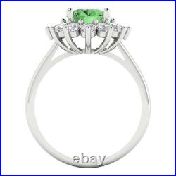 2.36ct Oval Cut Simulated Halo Light Sea Green Promise Ring 14k White Solid Gold