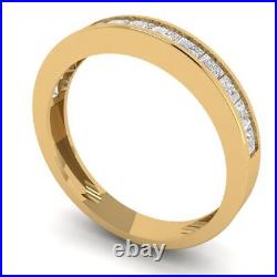 2.3ct Princess Simulated Promise Channel Set Stacking Band 14K Yellow Solid Gold