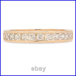 2.3ct Princess Simulated Promise Channel Set Stacking Band 14K Yellow Solid Gold