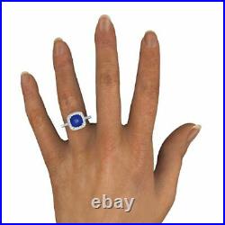 2.50 Ct Real Diamond Blue Sapphire Gemstone 14Kt Solid White Gold Band All Sizes