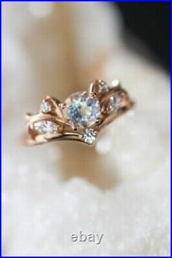 2.50 Ct Round Cut Certified Moissanite Band Set Rings 14k Real Solid Rose Gold 7