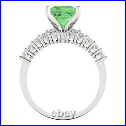 2.66ct Princess Light Green Simulated Promise Ring Band set 14k White Solid Gold
