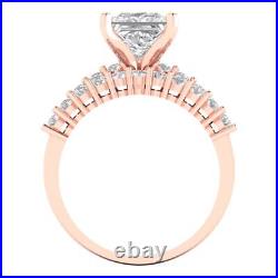 2.76 Princess Cut Promise Simulated Engagement Ring band set 14k Rose Solid Gold