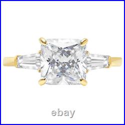 3.6 Asscher 3 stone Simulated Engagement Anniversary Ring 14k Yellow Solid Gold
