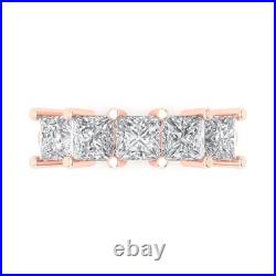 3.75ct Princess Cut Petite Promise Simulated Engagement Band 14K Rose Solid Gold