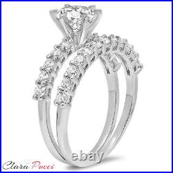 3 ct Round Cut Statement Simulated Engagement Ring Band Set 14k White Solid Gold