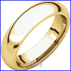 5mm 14K Solid Yellow Gold Dome Half Round Comfort Fit Wedding Band Ring Size 6.5