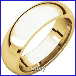 6mm 14K Solid Yellow Gold Dome Half Round Comfort Fit Wedding Band Ring Size 8.5