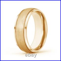 ANGARA Beveled Edges Low Dome Men's Matte Finish Wedding Band in 14K Solid Gold