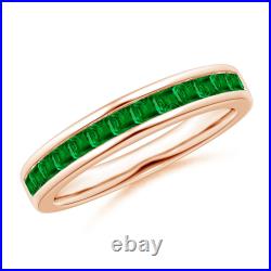 ANGARA Channel Set Square Emerald Half Eternity Band in 14K Solid Gold