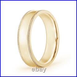 ANGARA Classic Flat Surface Milgrain Wedding Band for Him in 14K Solid Gold