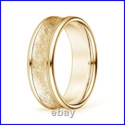 ANGARA Concave Swirl Men's Comfort Fit Wedding Band in 14K Solid Gold