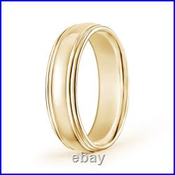 ANGARA High Polished Double Round Edges Dome Wedding Band in 14K Solid Gold