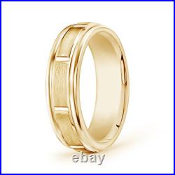 ANGARA Satin Finish Column Groove Wedding Band for Him in 14K Solid Gold