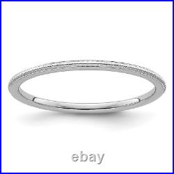 Avariah Solid 10K White Gold 1.2mm Beaded Stackable Band Size 5 Ring Size 5.0